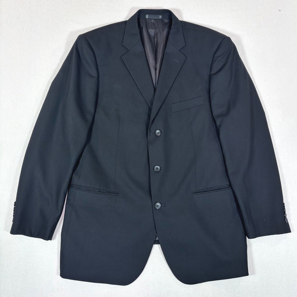 Emanuel Ungaro Men Black Wool Single-Breasted Suit Jacket Blazer 44R UW01A/8982